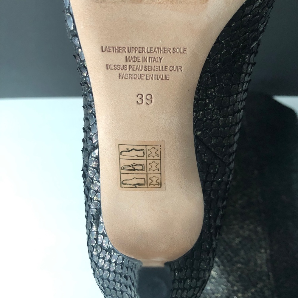 New! Cavallini Italy Women’s Heel Boots Gold Snakeskin Leather Mid Eur 39 - Picture 11 of 11